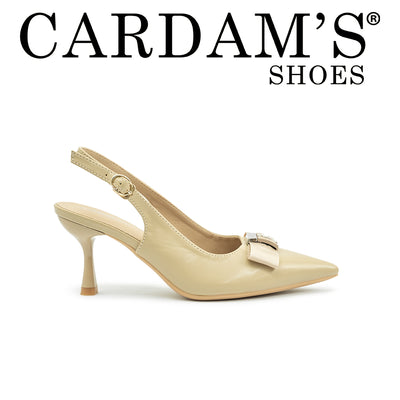 Women's Heeled Sandals CLY 28803 Beige/Black C1