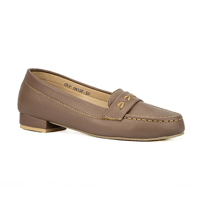 Cardams ECLC OLV 00225 Brown/Off White Women Loafers