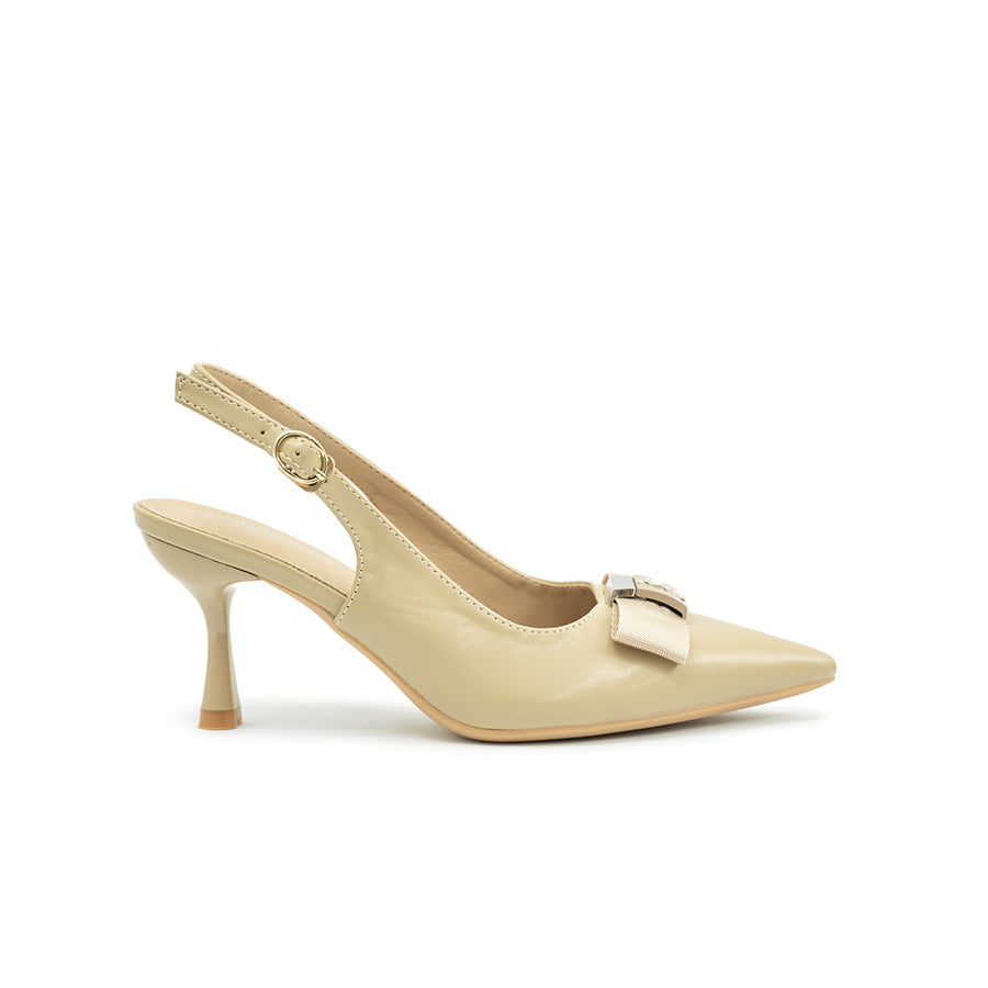 Women's Heeled Sandals CLY 28803 Beige/Black C1