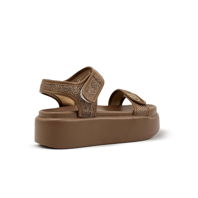 Women's Wedge Sandals CLY 28389 Beige/Dark Brown C2