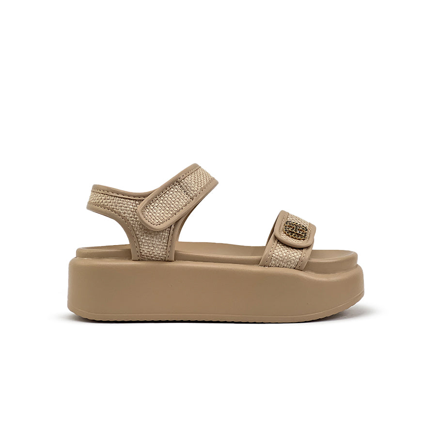 Women's Wedge Sandals CLY 28389 Beige/Dark Brown C2