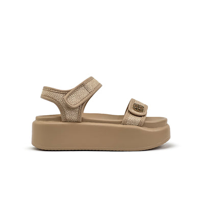 Women's Wedge Sandals CLY 28389 Beige/Dark Brown C2