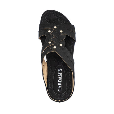 Women's Flat Sandals CLY 23261 Black/Old Rose C1