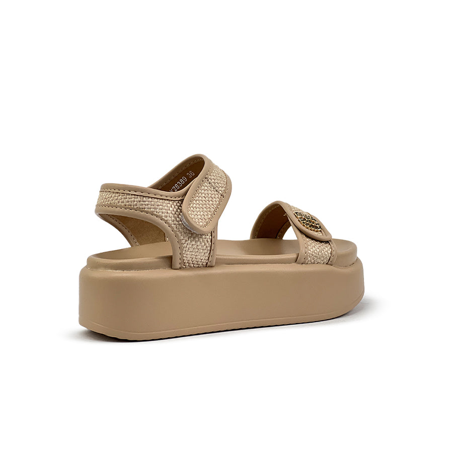 Women's Wedge Sandals CLY 28389 Beige/Dark Brown C2