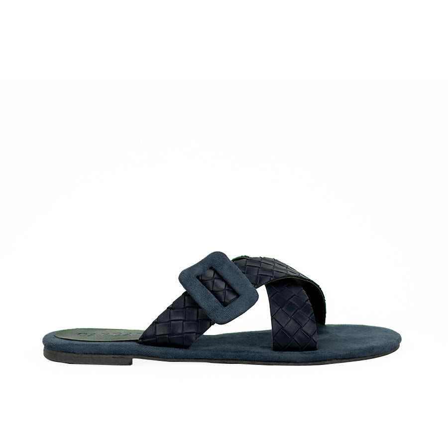 Cardams ECLA CN 00018 Beige/Navy Blue Women Flat Sandals