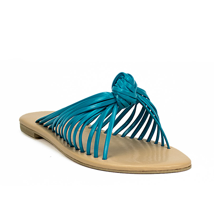Cardams ECLA LNE 00030 Aqua Blue/Gold/Silver Women Flats Sandals
