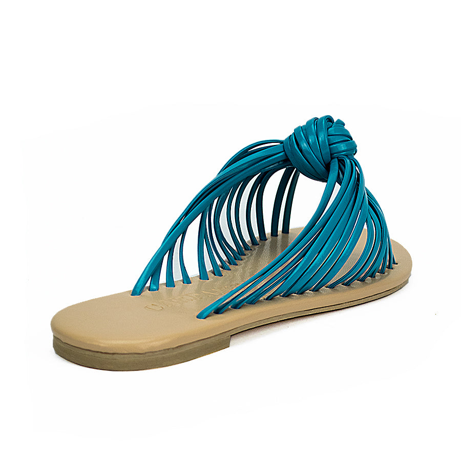 Cardams ECLA LNE 00030 Aqua Blue/Gold/Silver Women Flats Sandals