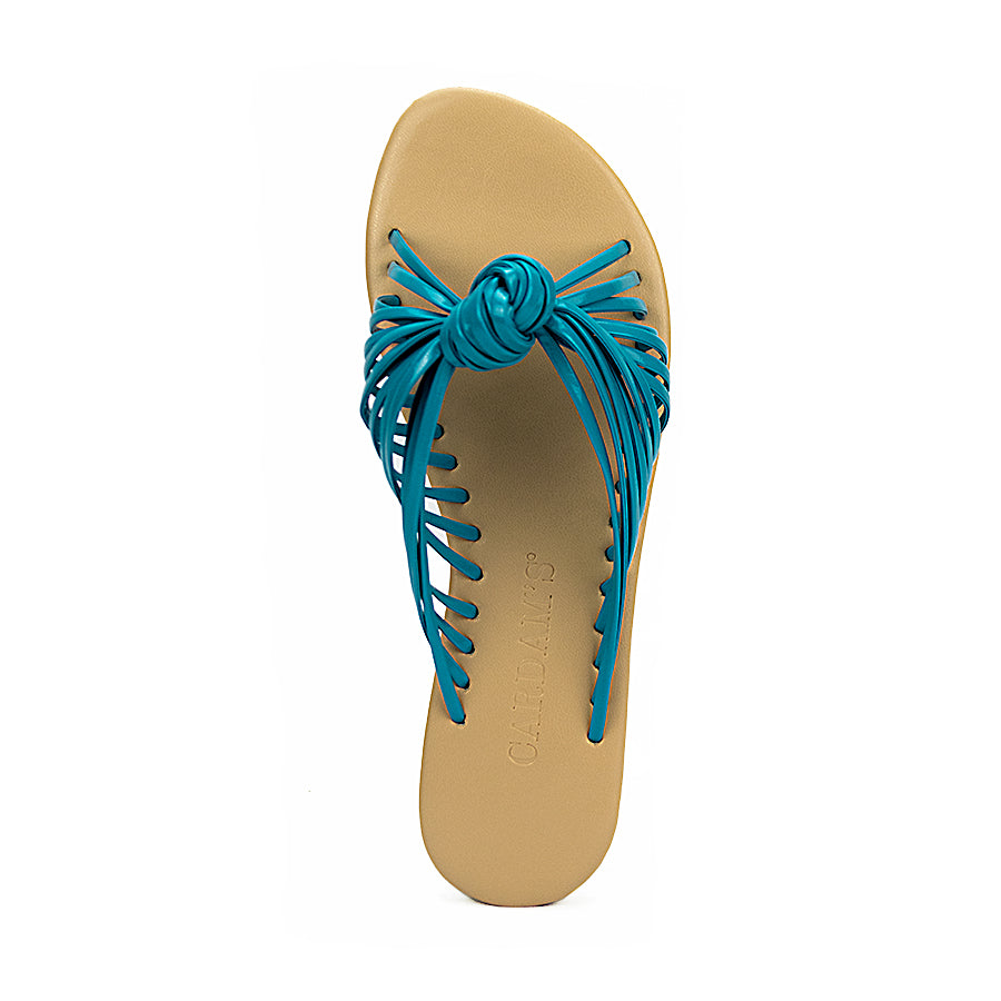 Cardams ECLA LNE 00030 Aqua Blue/Gold/Silver Women Flats Sandals