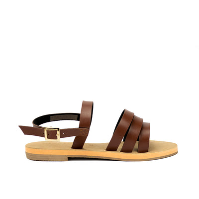 Cardams ECLA RSS 00002 White/Brown Women Flat Sandals