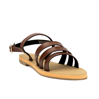 Cardams ECLA RSS 00002 White/Brown Women Flat Sandals