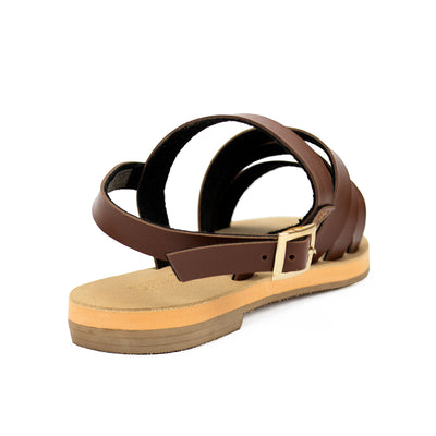 Cardams ECLA RSS 00002 White/Brown Women Flat Sandals