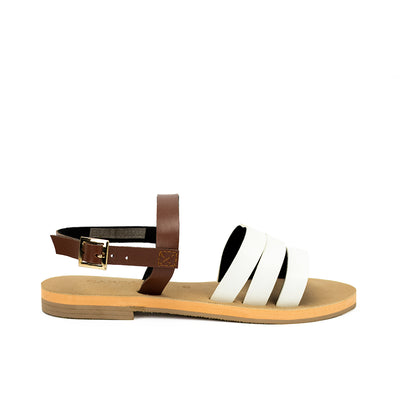 Cardams ECLA RSS 00002 White/Brown Women Flat Sandals