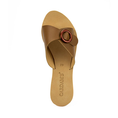 Cardams ECLA RSS 00008 Mocha Beige/Taupe/White Women Flat Sandals