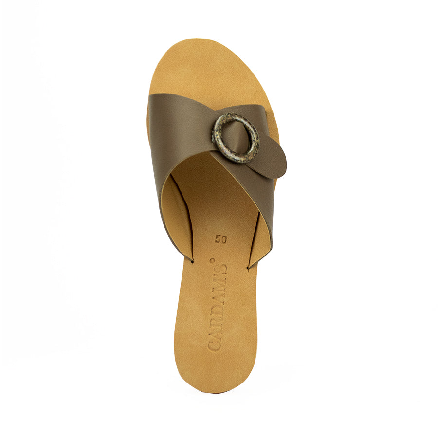 Cardams ECLA RSS 00008 Mocha Beige/Taupe/White Women Flat Sandals