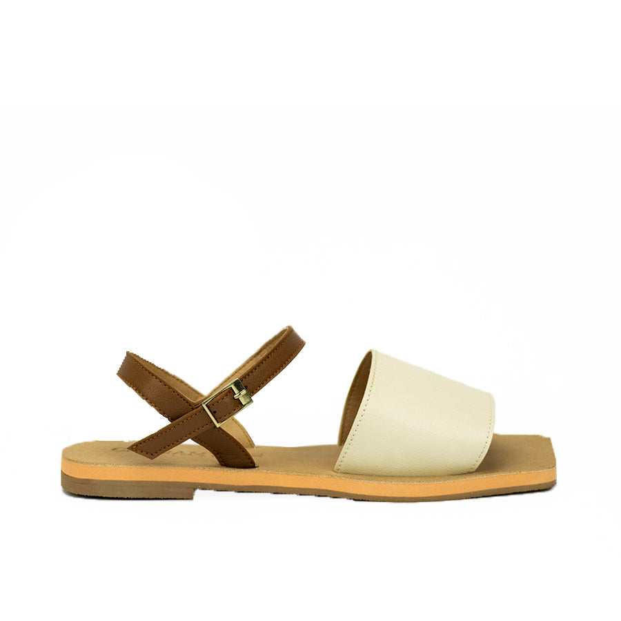 Cardams ECLA RSS 00011 Cream/Mocha Beige/Taupe Women Flat Sandals