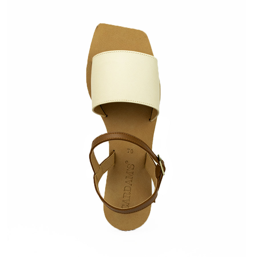 Cardams ECLA RSS 00011 Cream/Mocha Beige/Taupe Women Flat Sandals
