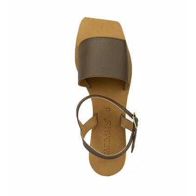 Cardams ECLA RSS 00011 Cream/Mocha Beige/Taupe Women Flat Sandals