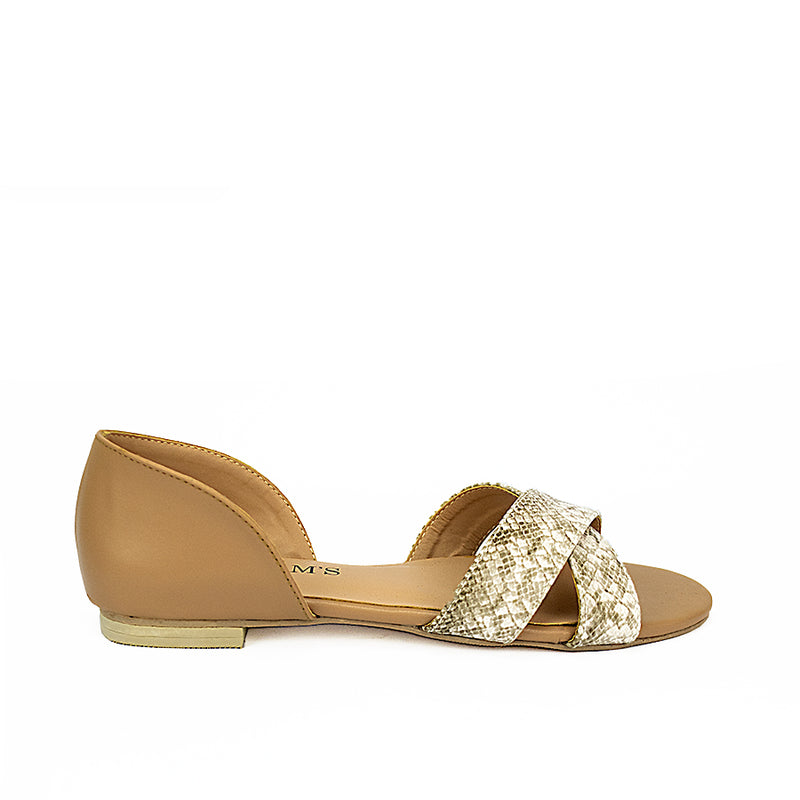 Cardams ECLA WA 00014 Beige/Gold Flat Sandals
