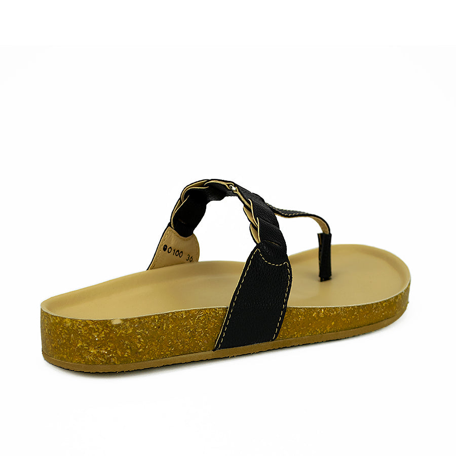 Cardams ECLB EPVS 00100 Black/Brown Women Flats Sandals