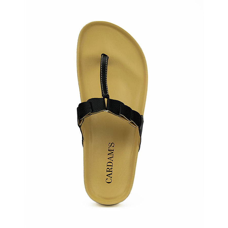 Cardams ECLB EPVS 00100 Black/Brown Women Flats Sandals