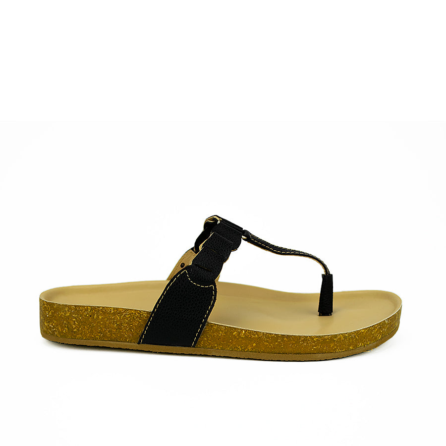 Cardams ECLB EPVS 00100 Black/Brown Women Flats Sandals