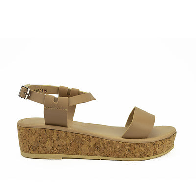 Cardams ECLB LNE 00119 Beige/Black Women Wedge Sandals