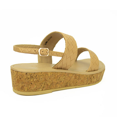 Cardams ECLB LNE 00120 Beige/Silver/Tan Women Wedge Sandals