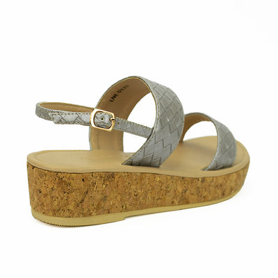 Cardams ECLB LNE 00120 Beige/Silver/Tan Women Wedge Sandals