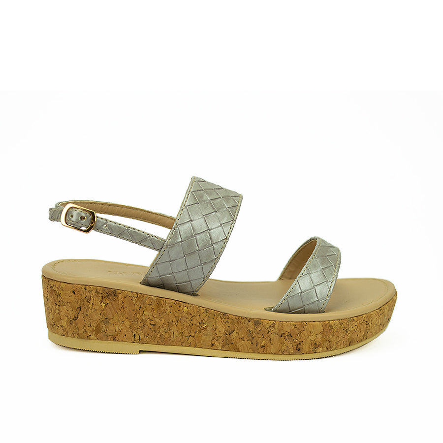 Cardams ECLB LNE 00120 Beige/Silver/Tan Women Wedge Sandals