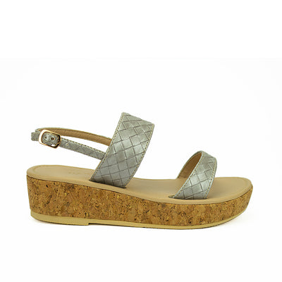 Cardams ECLB LNE 00120 Beige/Silver/Tan Women Wedge Sandals
