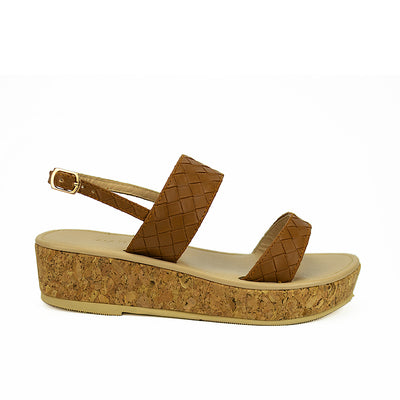 Cardams ECLB LNE 00120 Beige/Silver/Tan Women Wedge Sandals