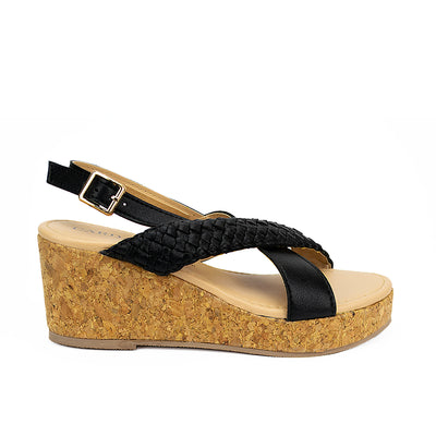 Cardams ECLB RSS 00139 Beige/Black Women Wedge Sandals