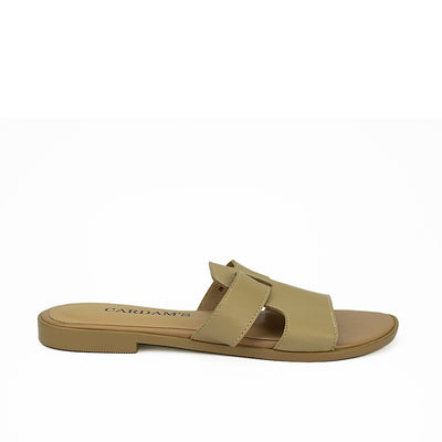 Cardams ECLB WA 00087 Beige/Black/Olive Green Women Flats Sandals
