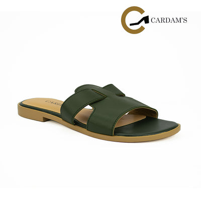 Cardams ECLB WA 00087 Beige/Black/Olive Green Women Flats Sandals