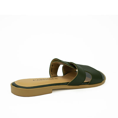 Cardams ECLB WA 00087 Beige/Black/Olive Green Women Flats Sandals