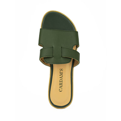 Cardams ECLB WA 00087 Beige/Black/Olive Green Women Flats Sandals