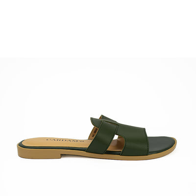 Cardams ECLB WA 00087 Beige/Black/Olive Green Women Flats Sandals