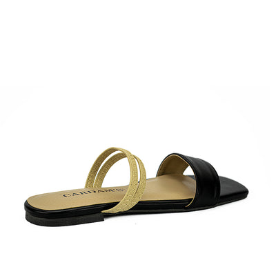 Cardams ECLC LNE 00215 Black/Camel Women Flat Sandals