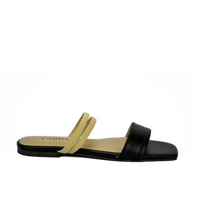 Cardams ECLC LNE 00215 Black/Camel Women Flat Sandals