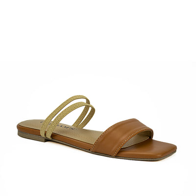 Cardams ECLC LNE 00215 Black/Camel Women Flat Sandals