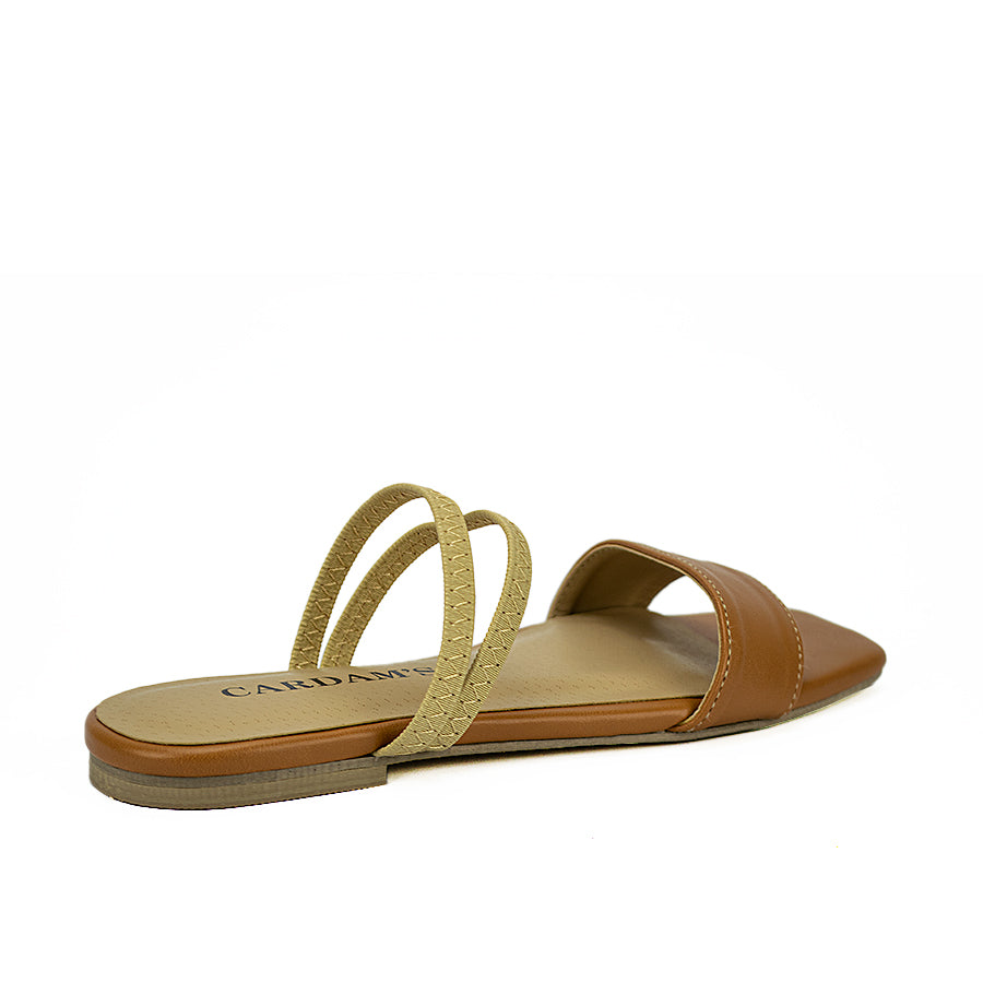 Cardams ECLC LNE 00215 Black/Camel Women Flat Sandals