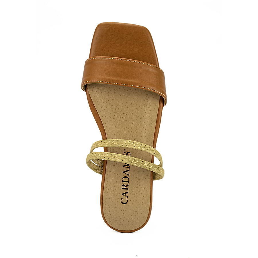 Cardams ECLC LNE 00215 Black/Camel Women Flat Sandals