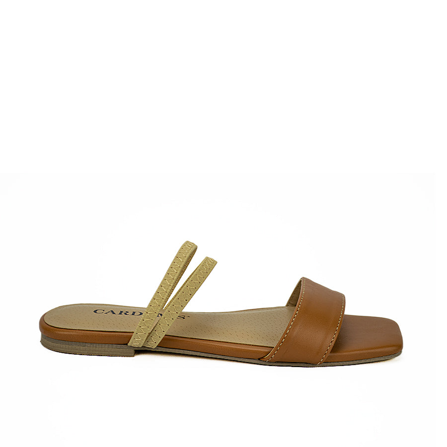 Cardams ECLC LNE 00215 Black/Camel Women Flat Sandals