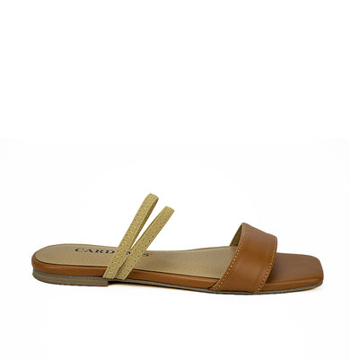 Cardams ECLC LNE 00215 Black/Camel Women Flat Sandals