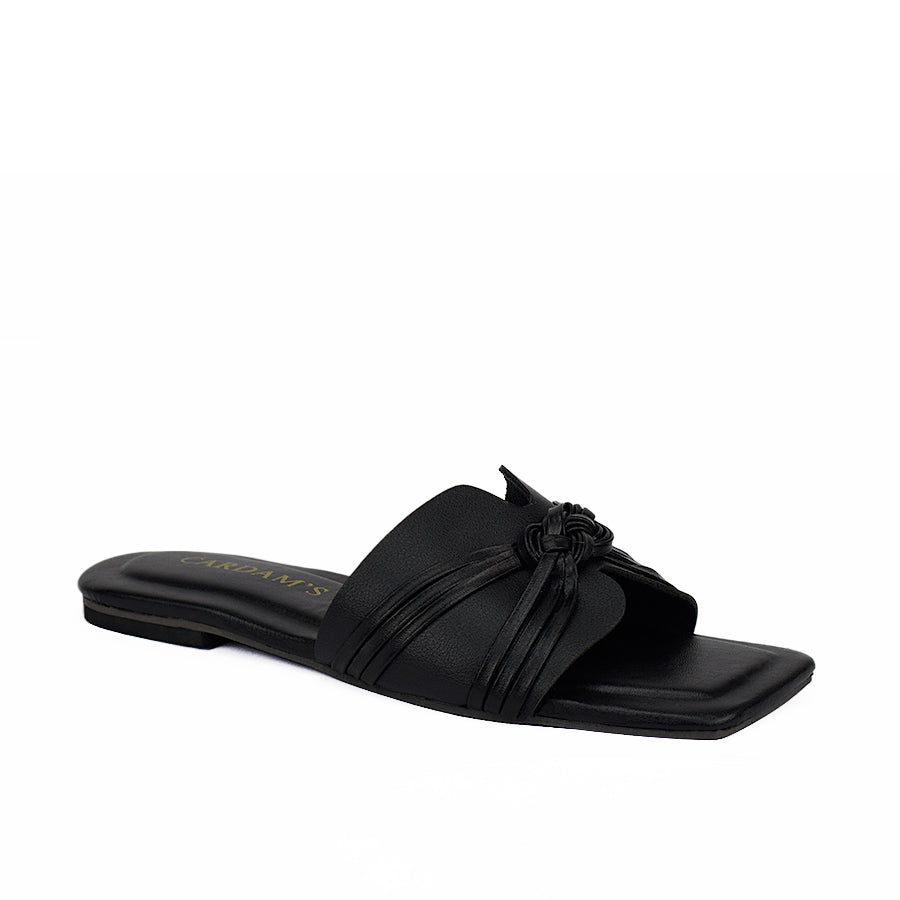 Cardams ECLB  NDM 00167 Black/Cream/White Women Flat Sandals