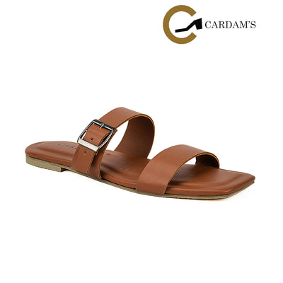 Cardams ECLB  NDM 00170 Camel/Cream/Tan Women Flat Sandals