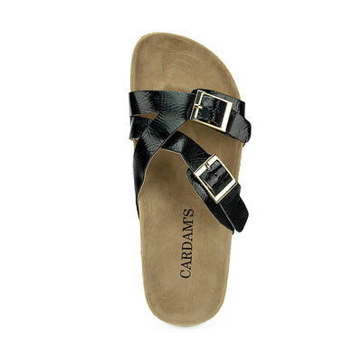 Cardams ECLB WA 00125 Black/Silver Women Flats Sandals