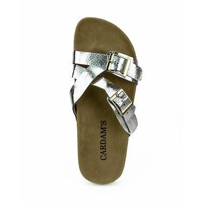 Cardams ECLB WA 00125 Black/Silver Women Flats Sandals