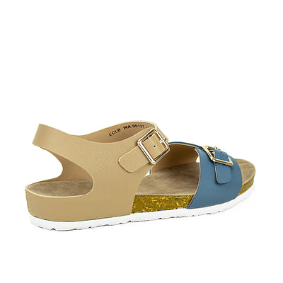 Cardams ECLB WA 00127 Blue/Cream Women Flat Sandals